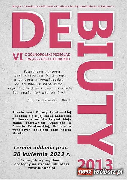 Zdjęcie w galerii na portalu naszraciborz.pl: Zadebiutuj z Biblioteką! wiadomości z regionu