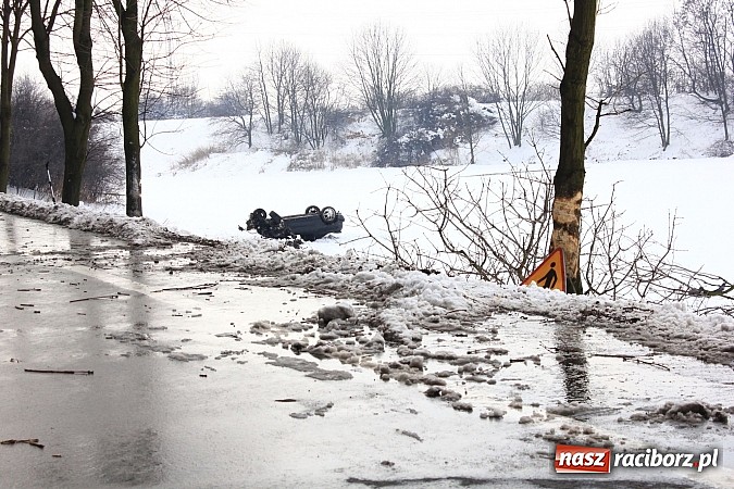 Zdjęcie w galerii na portalu naszraciborz.pl: Poważny wypadek na Brzeskiej w Raciborzu. Kierowca hondy dachował wiadomości z regionu