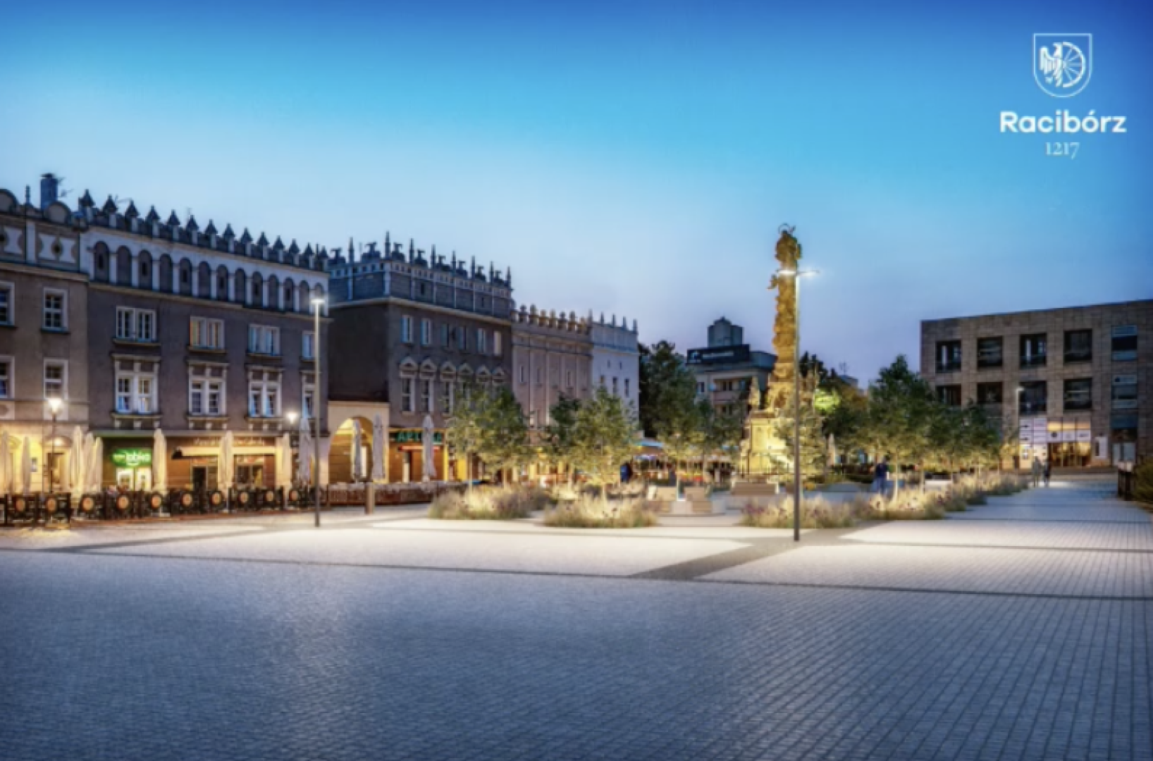 Zielony Rynek, parking podziemny na pl. Długosza i podświetlone drzewa. Prezydent zapowiada zmiany w centrum Raciborza