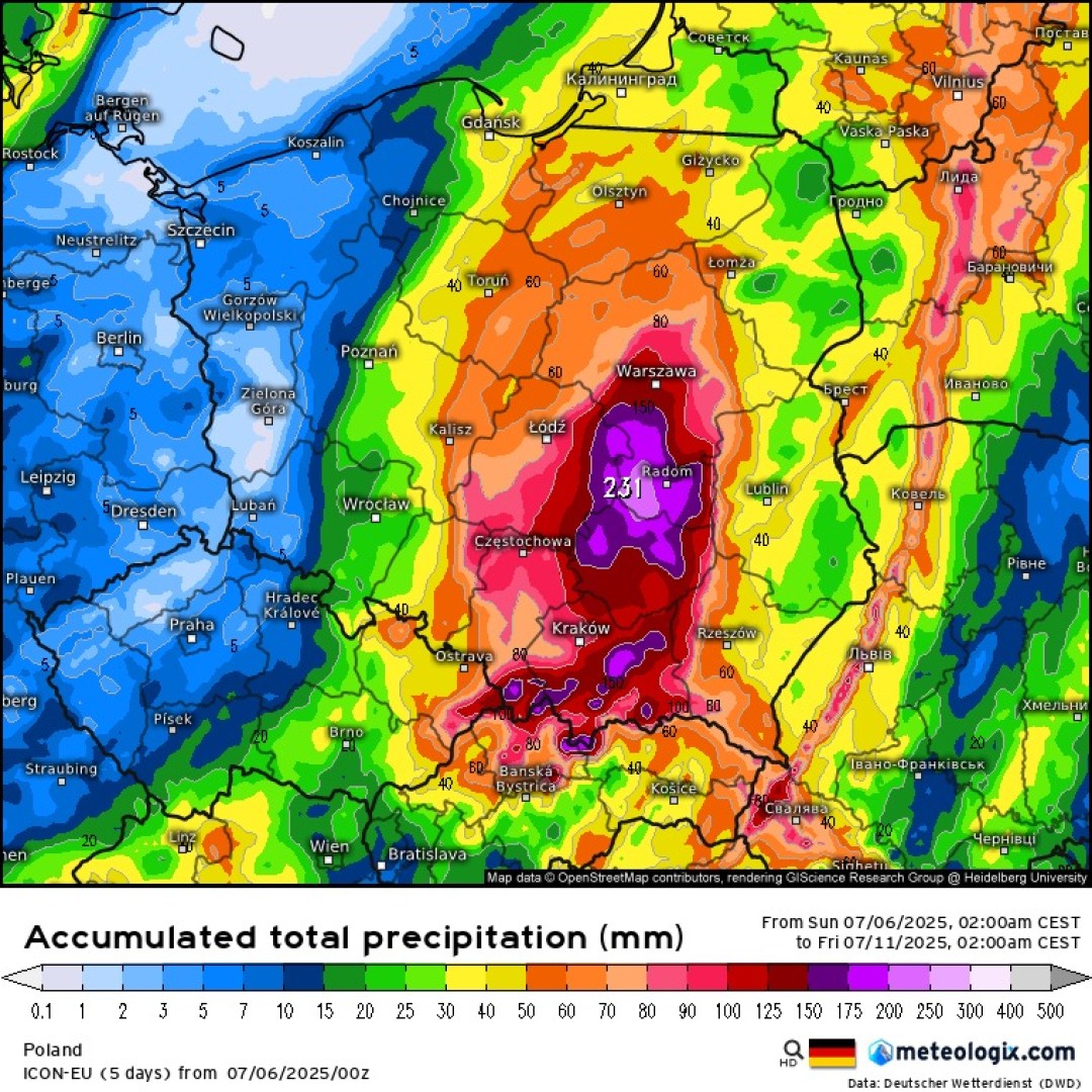 Odpowiedzialny za powodzie niż genueński wejdzie do Polski. Jest pierwsze ostrzeżenie METEO dla powiatu raciborskiego