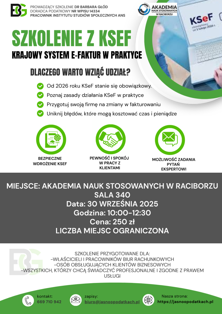 Szkolenie w Raciborzu: KSeF – rewolucja w fakturowaniu [ZAPISY]