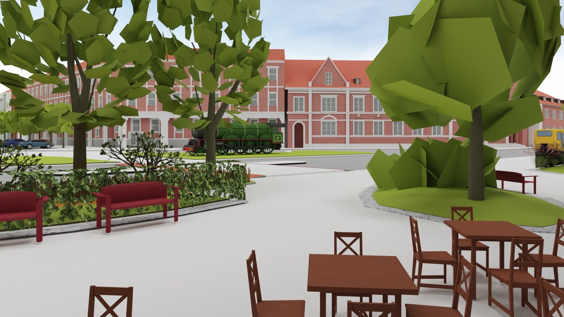 Donice i drzewa przed dworcem PKP w Raciborzu. Radny pokazuje jak miało być i pyta o koszty