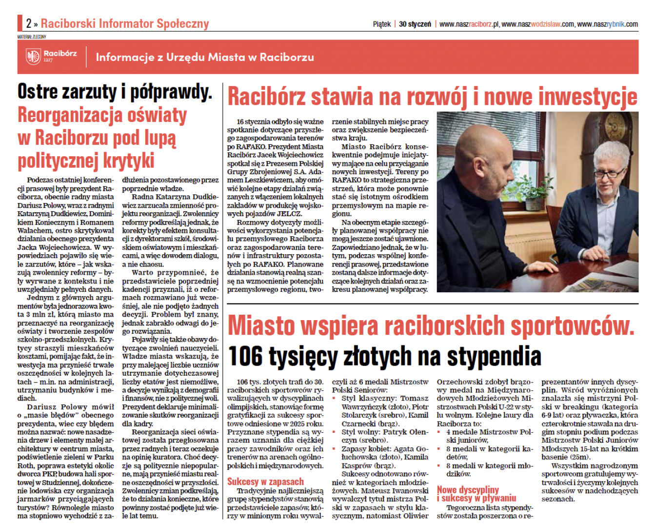 Nowy numer Raciborskiego Informatora Społecznego. Oświata, sport i klimat w centrum uwagi