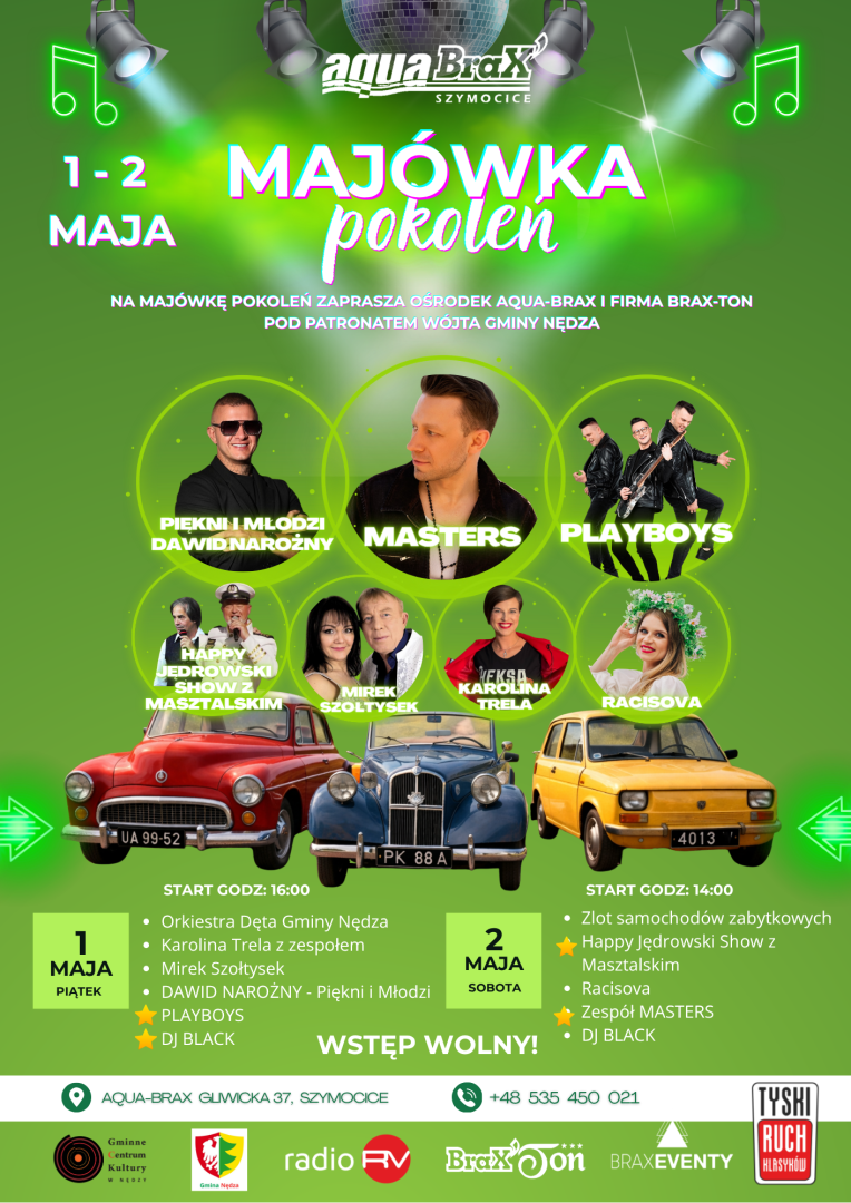 Wielka Majówka Pokoleń w AquaBrax Szymocice – dwa dni koncertów i atrakcji