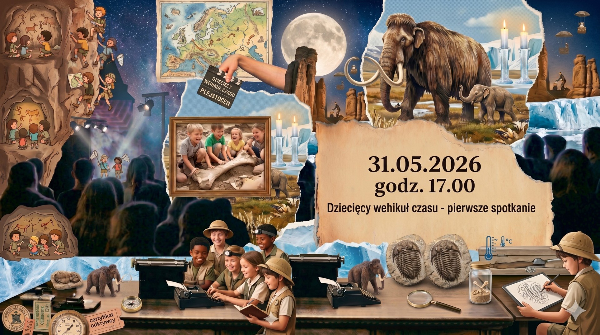 Zamkowy dziecięcy wehikuł czasu w Dzień Dziecka - plejstocen i mamuty nad górną Odrą