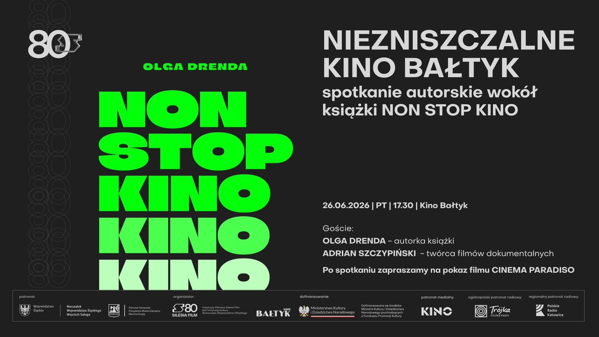 Niezatapialne Kino Bałtyk: spotkanie z Olgą Drendą i seans Cinema Paradiso
