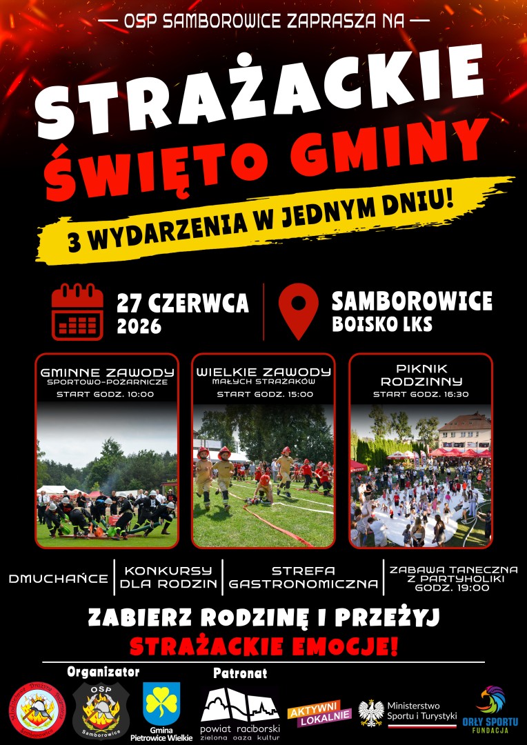 Gminne zawody strażackie i rodzinny piknik w Samborowicach – dzień pełen atrakcji i sportowej rywalizacji