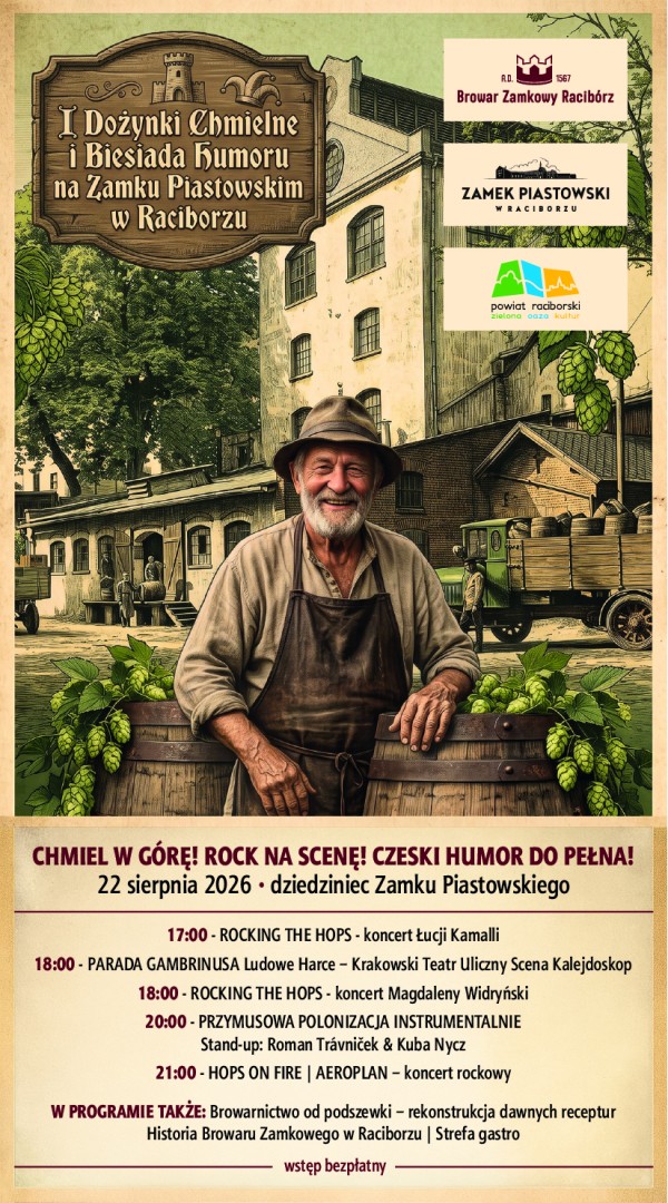 Chmiel, historia i czeski humor. Pierwsze Dożynki Chmielne na Zamku Piastowskim [ZAPOWIEDŹ]