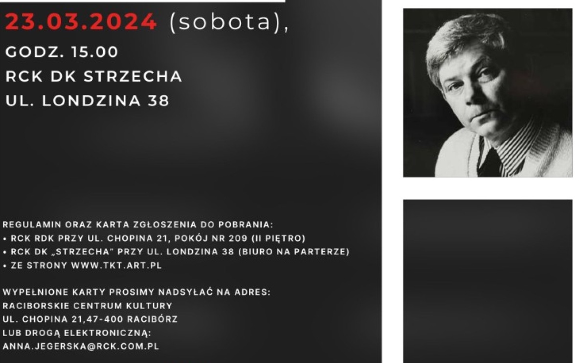 Rok Zbigniewa Herberta. RCK zaprasza do udziału w OKR - Serwis informacyjny z Raciborza - naszraciborz.pl