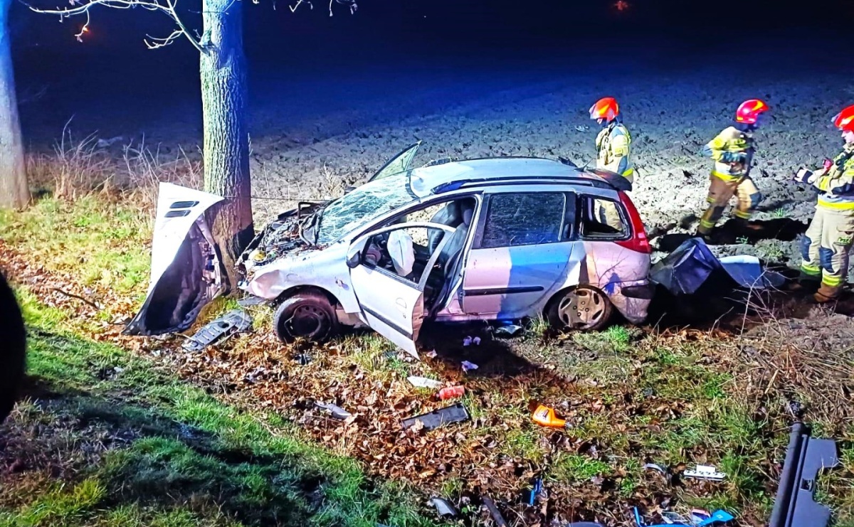 Peugeot 206 uderzył w drzewo przy Gliwickiej - Serwis informacyjny z Raciborza - naszraciborz.pl