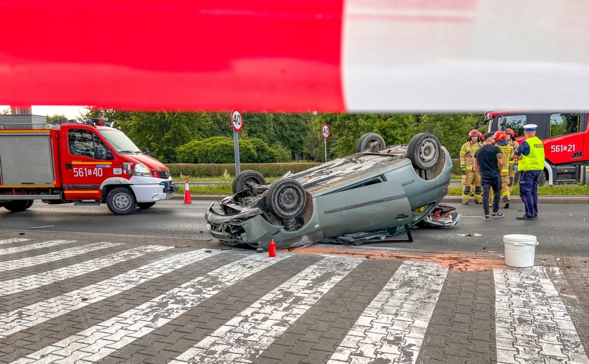Wypadek na Odrostradzie. Szarża seatem zakończona potrąceniem i dachowaniem [FOTO] - Serwis informacyjny z Raciborza - naszraciborz.pl
