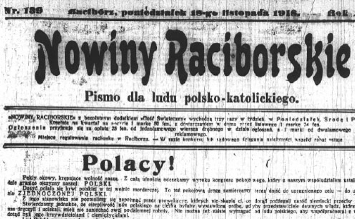 Pękły okowy krępujące wolność naszą… Na 11 listopada Biblioteka poleca archiwalne numery Nowin Raciborskich - Serwis informacyjny z Raciborza - naszraciborz.pl