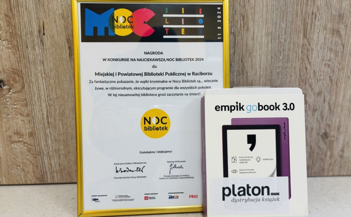 Noc Bibliotek 2024: nagroda dla raciborskiej biblioteki - Serwis informacyjny z Raciborza - naszraciborz.pl