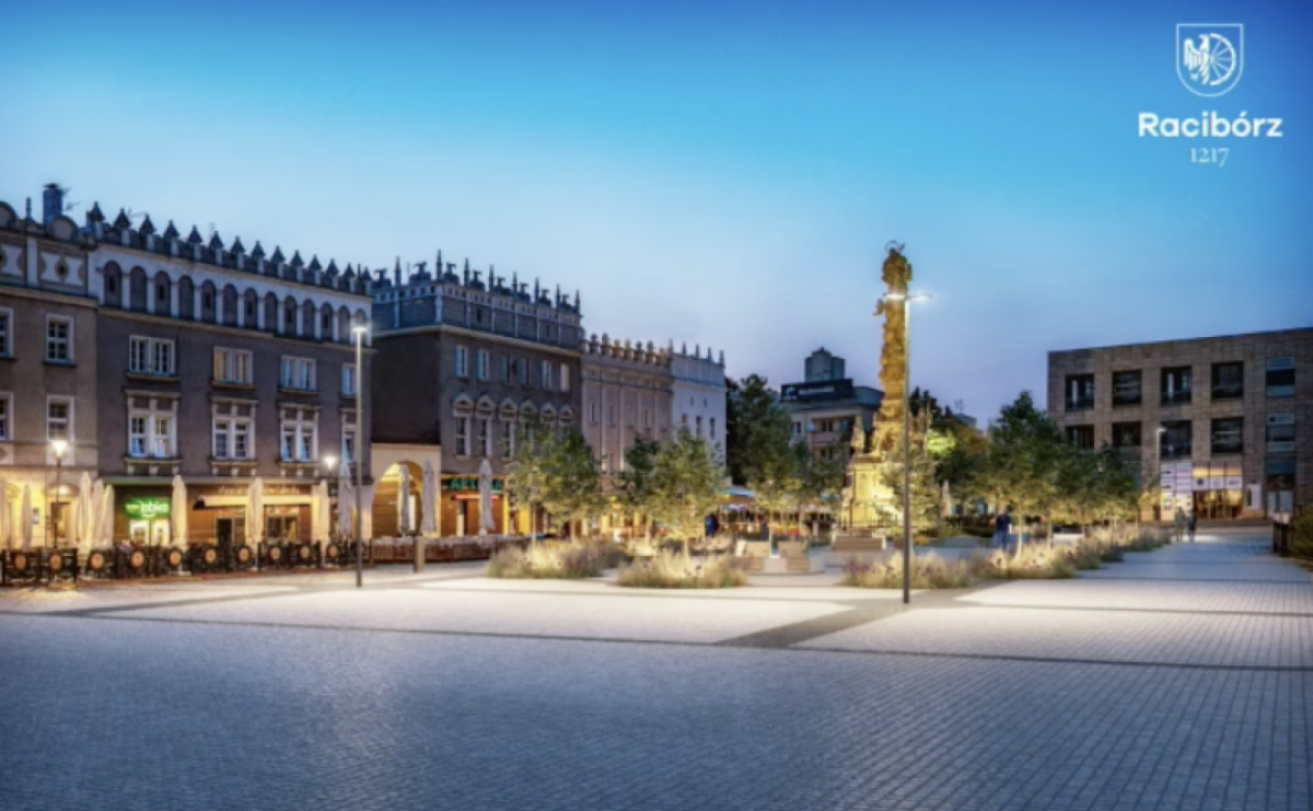 Zielony Rynek, parking podziemny na pl. Długosza i podświetlone drzewa. Prezydent zapowiada zmiany w centrum Raciborza - Serwis informacyjny z Raciborza - naszraciborz.pl