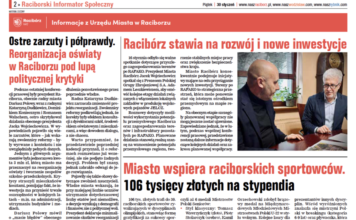 Nowy numer Raciborskiego Informatora Społecznego. Oświata, sport i klimat w centrum uwagi - Serwis informacyjny z Raciborza - naszraciborz.pl