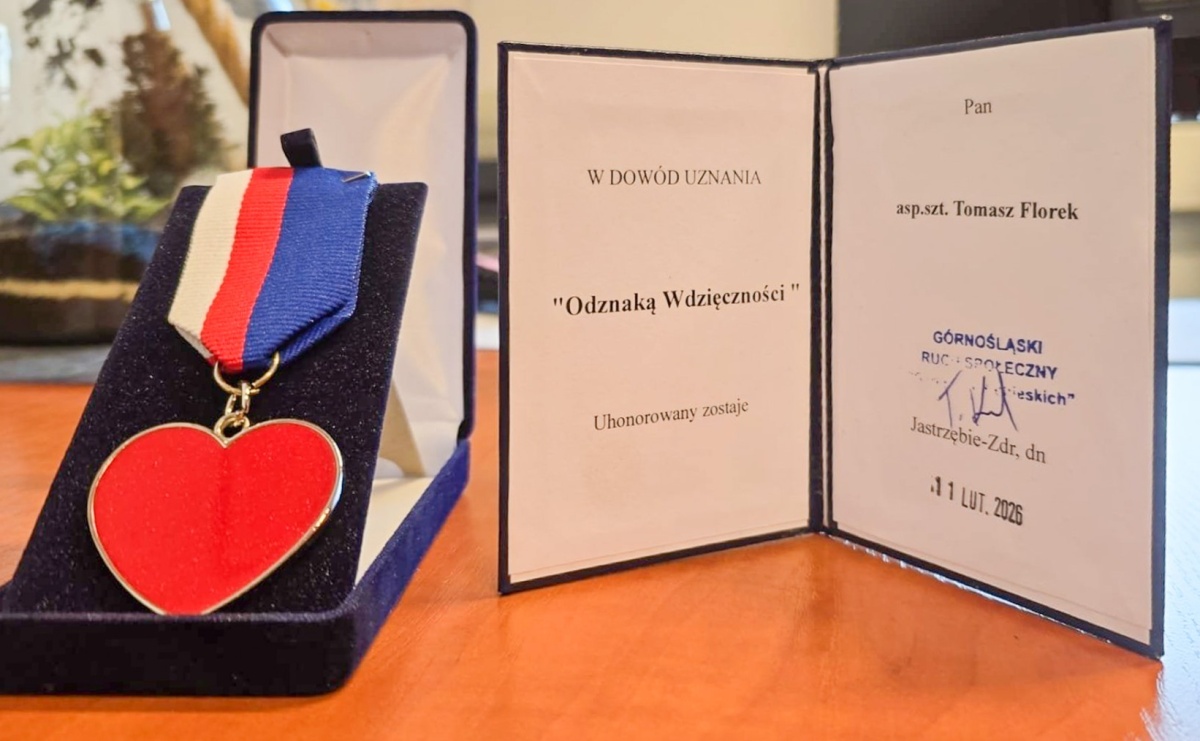 Policjant z Raciborza uhonorowany Odznaką Wdzięczności - Serwis informacyjny z Raciborza - naszraciborz.pl