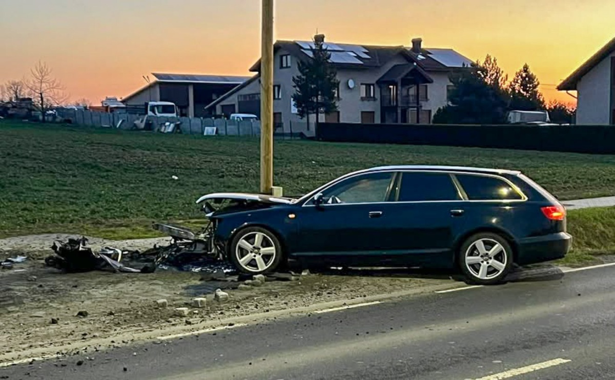 DW 935 Racibórz-Rybnik: Zjechał z drogi i uderzył w słup. Kierowca bez uprawnień odpowie przed sądem - Serwis informacyjny z Raciborza - naszraciborz.pl