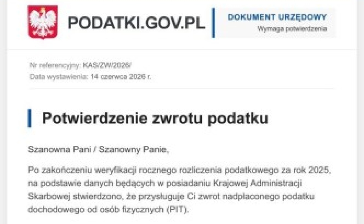 Uwaga na fałszywe wiadomości o zwrocie podatku - Serwis informacyjny z Raciborza - naszraciborz.pl
