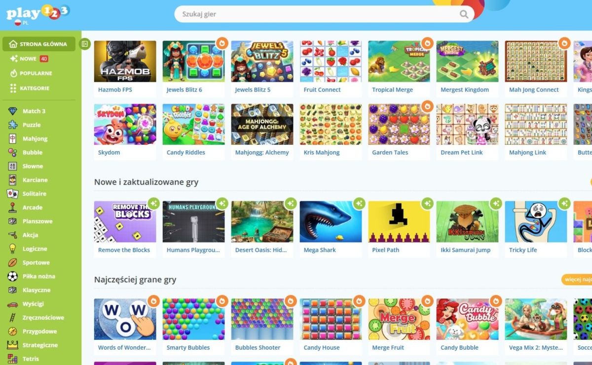 Gry online na Play123.pl z Mahjongiem, łamigłówkami i klasycznymi grami przeglądarkowymi - Serwis informacyjny z Raciborza - naszraciborz.pl