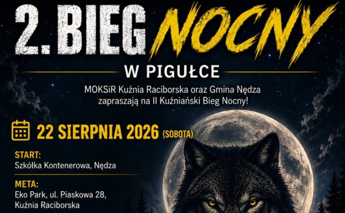 II Kuźniański Bieg Nocny już 22 sierpnia! Pobiegnij leśną trasą z Kuźni Raciborskiej do Nędzy - Serwis informacyjny z Raciborza - naszraciborz.pl