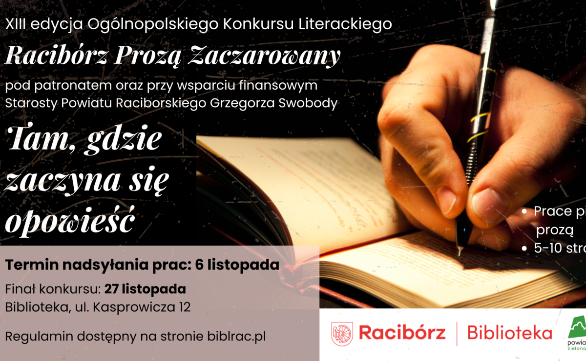 Pióra w dłoń! Rusza XIII edycja Ogólnopolskiego Konkursu - Racibórz Prozą Zaczarowany - Serwis informacyjny z Raciborza - naszraciborz.pl