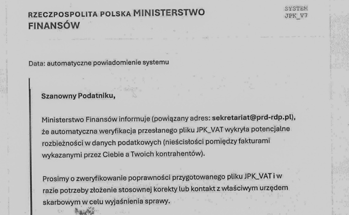 Uwaga na fałszywe e-maile dotyczące plików JPK_VAT. Oszuści podszywają się pod KAS - Serwis informacyjny z Raciborza - naszraciborz.pl